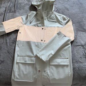 Urban Planet white Reflective hooded Rain jacket